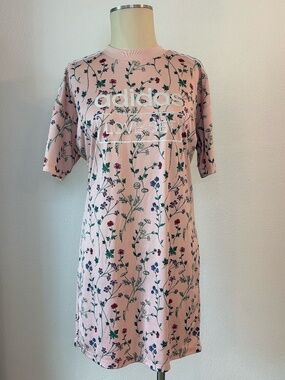 Adidas Originals Floral T Shirt Dress Pink Oversized Graphic Tee Love Set